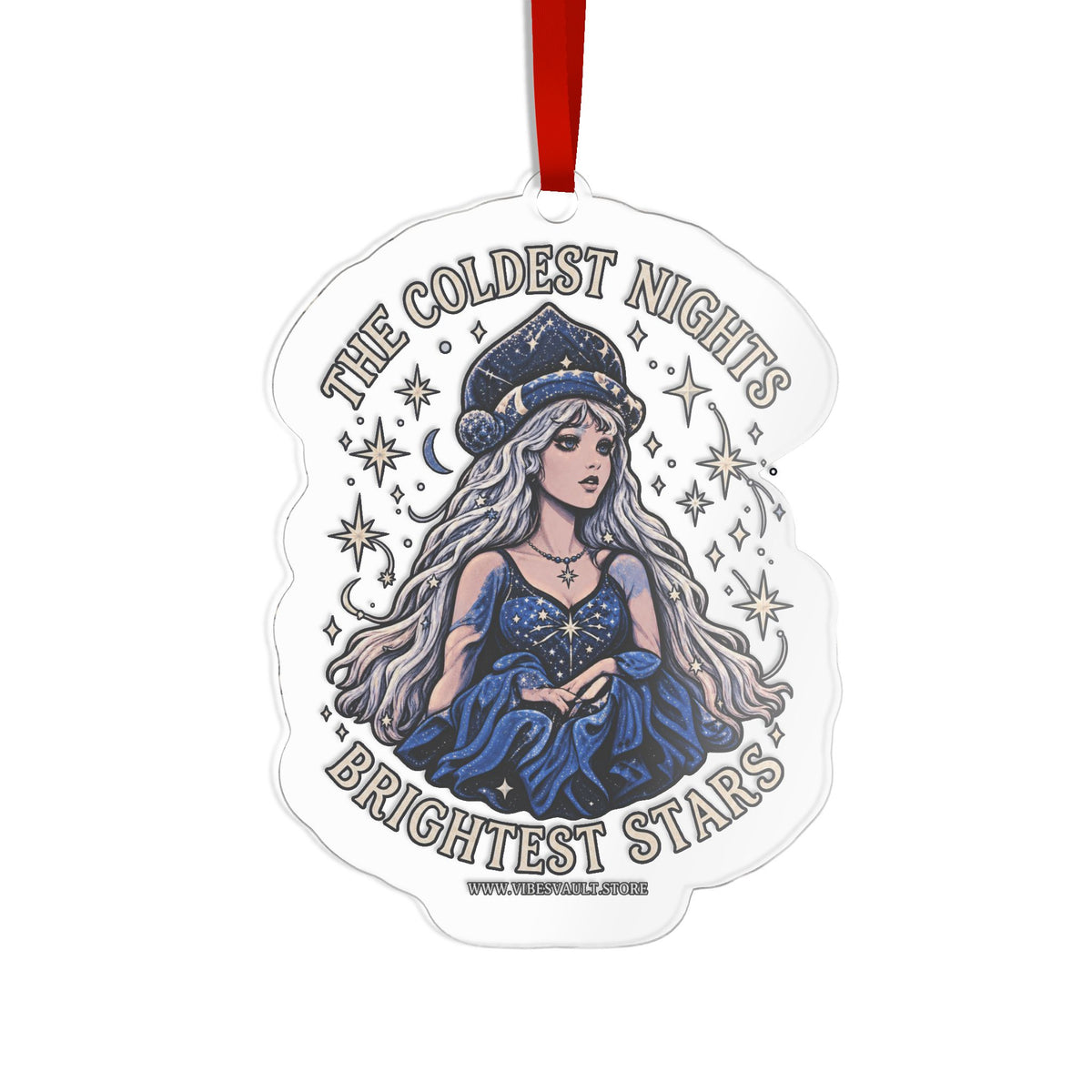 Coldest Nights Brightest Stars Custom Cut Acrylic Ornament
