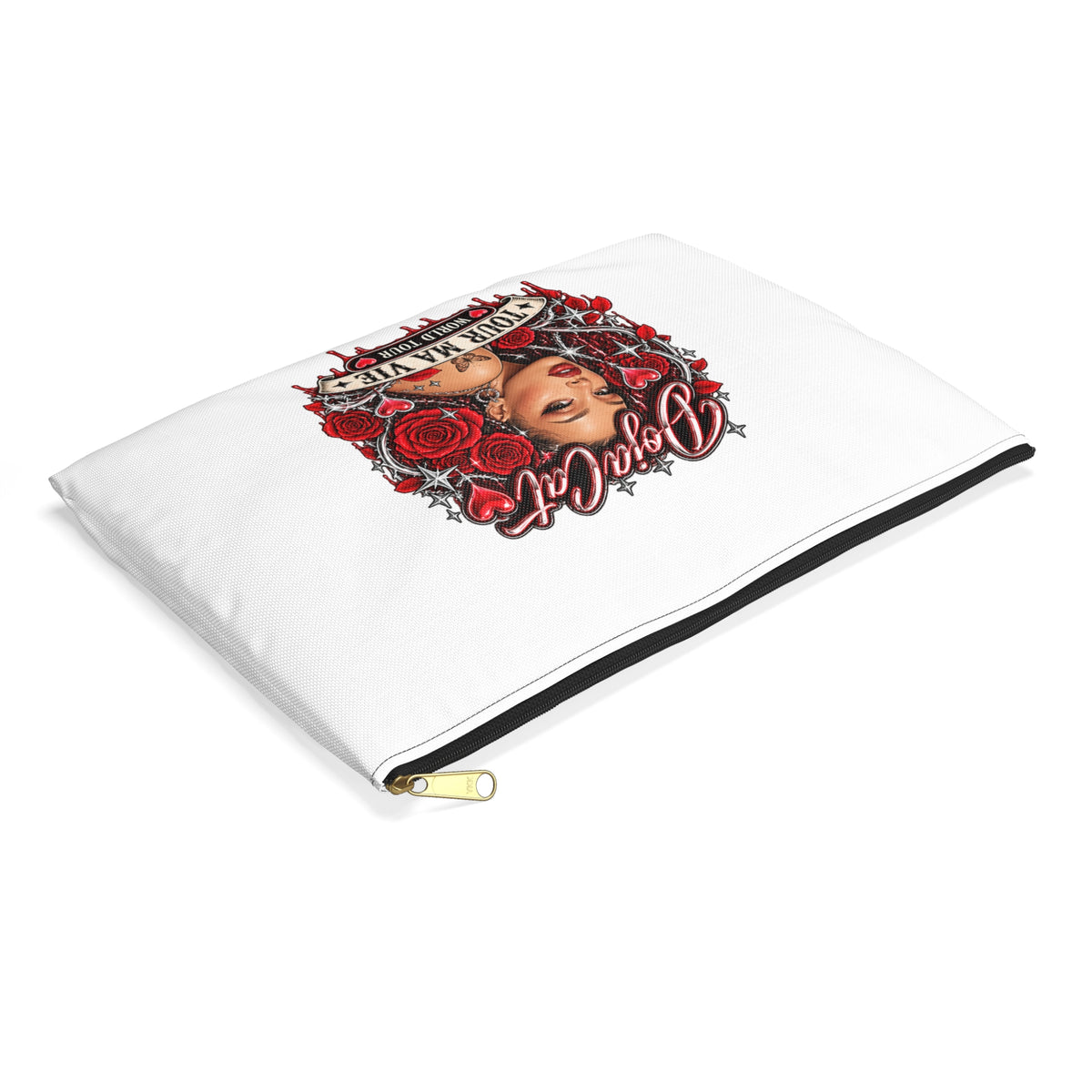 Red Roses Chrome Portrait Accessory Pouch