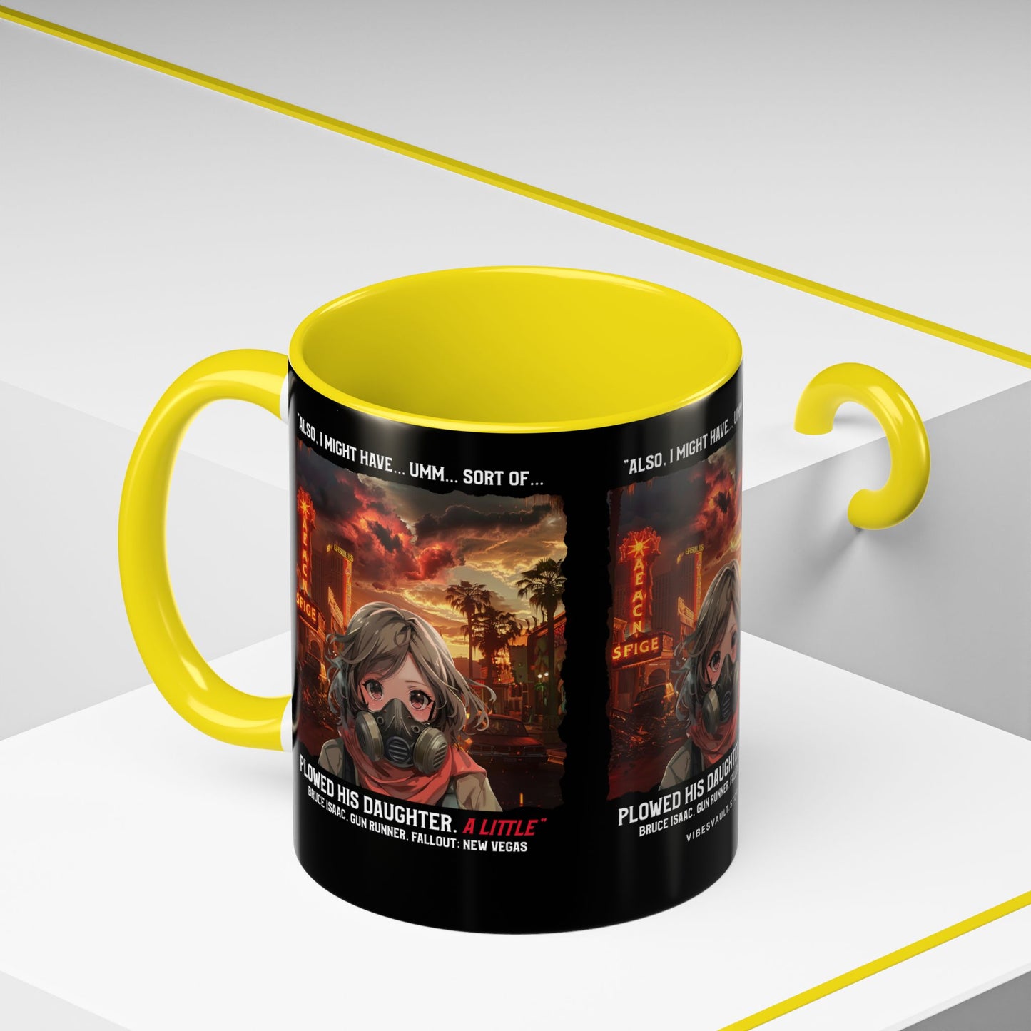 Post-Apocalyptic Anime Coffee Mug — 'Also, I Might Have...Umm...Sort Of' Gas Mask Girl