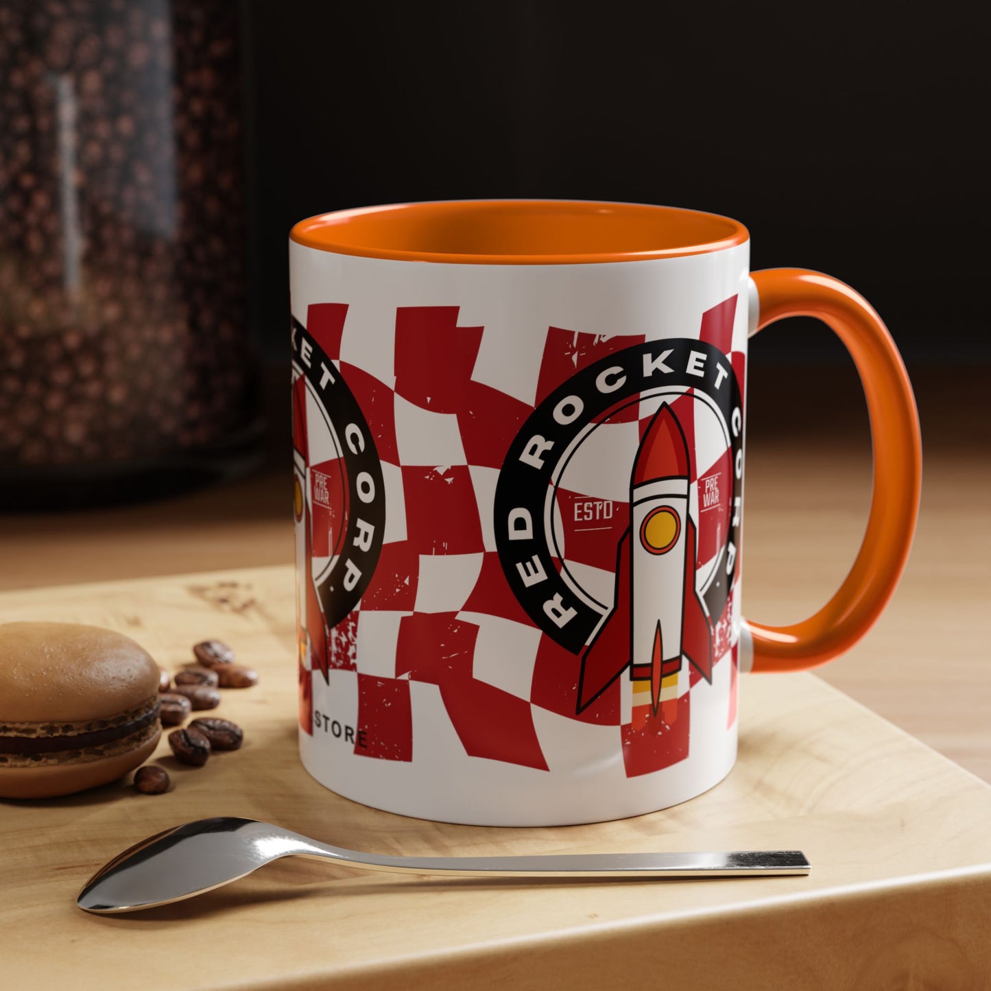 Coffee Mug — Red Rocket Corp Retro Rocket Logo Accent Mug (11/15oz)