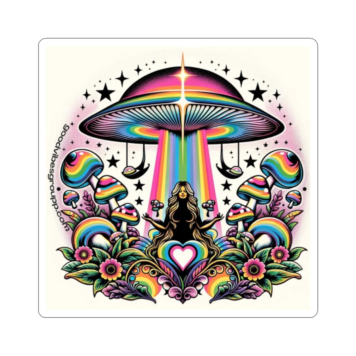 Rainbow UFO Sticker