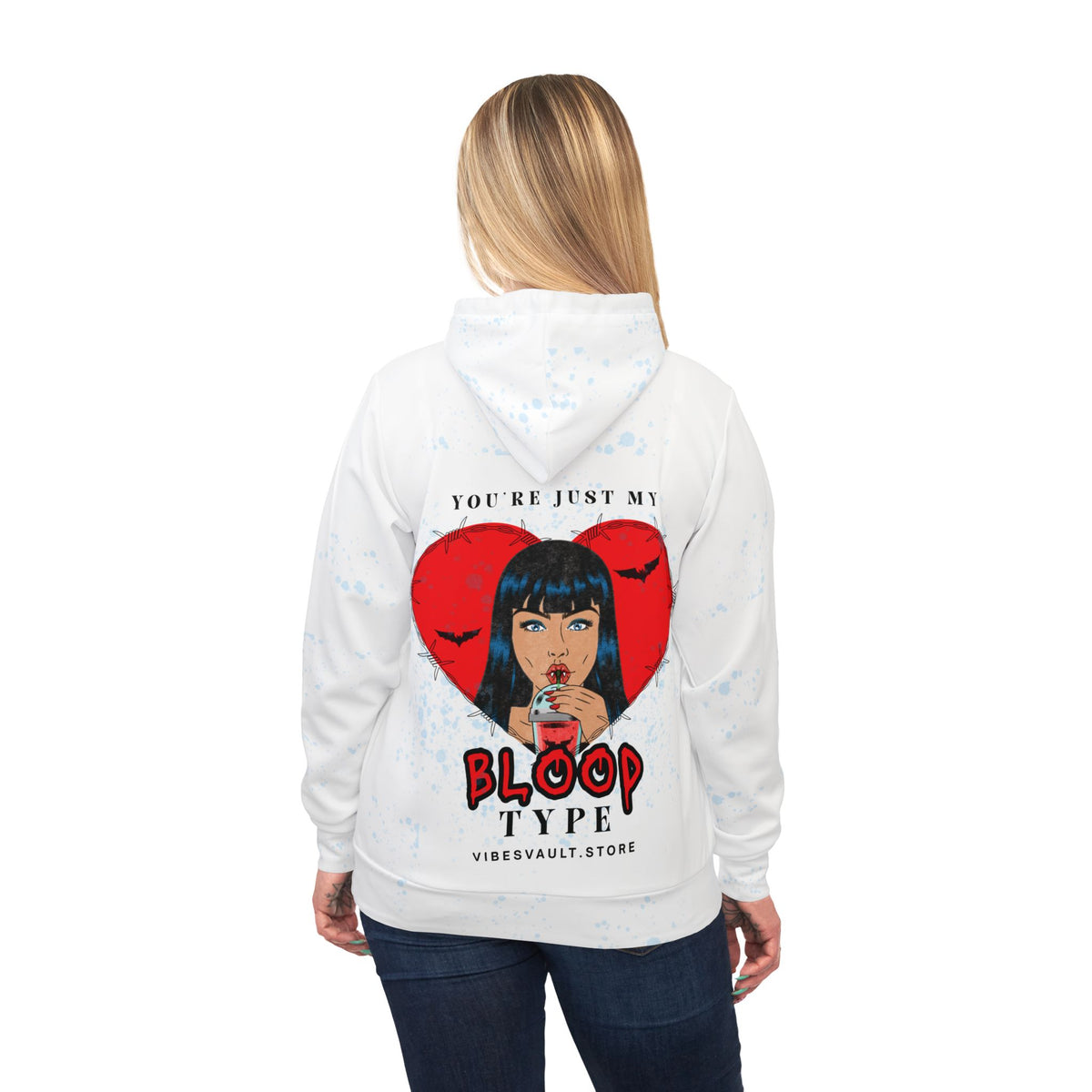 Vampire Heart Athletic Hoodie — "You're Just My Blood Type" Graphic