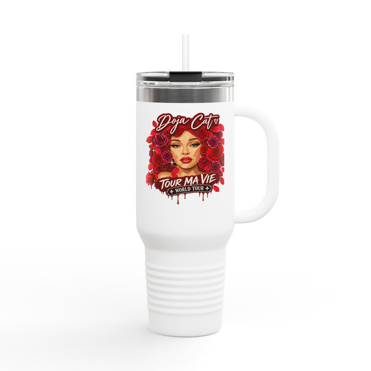 Rose Mosaic Portrait Insulated Travel Mug 40oz