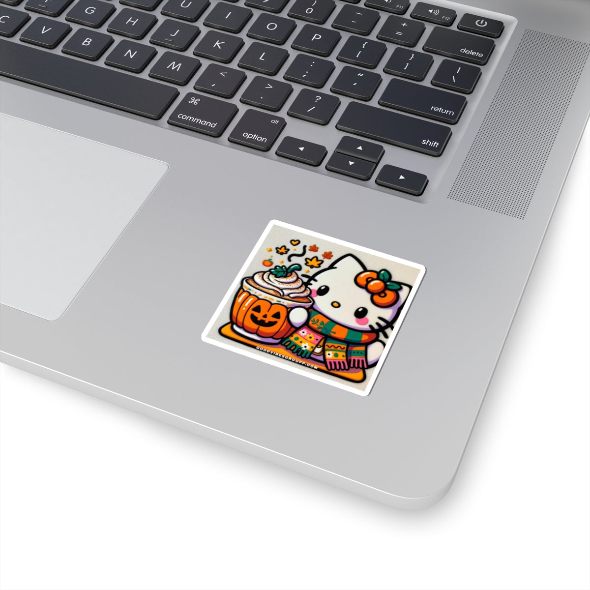Fall Kitty Pumpkin Spice Latte Stickers Black