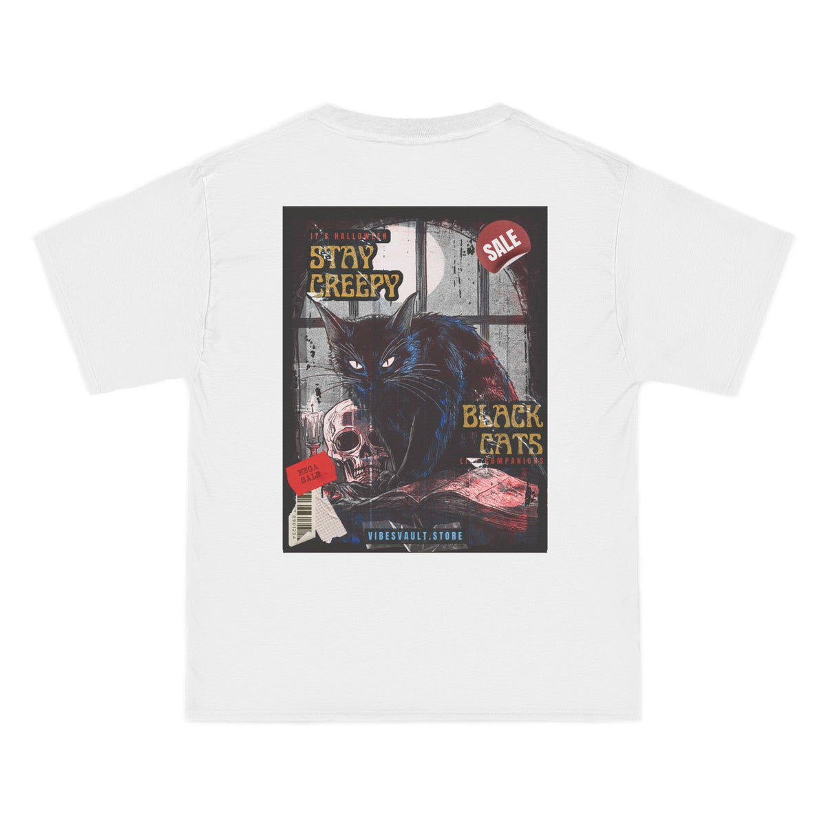 Black Cat "Stay Creepy"- T-shirt Top - Retro Graphic Tee - Fall Halloween 2026