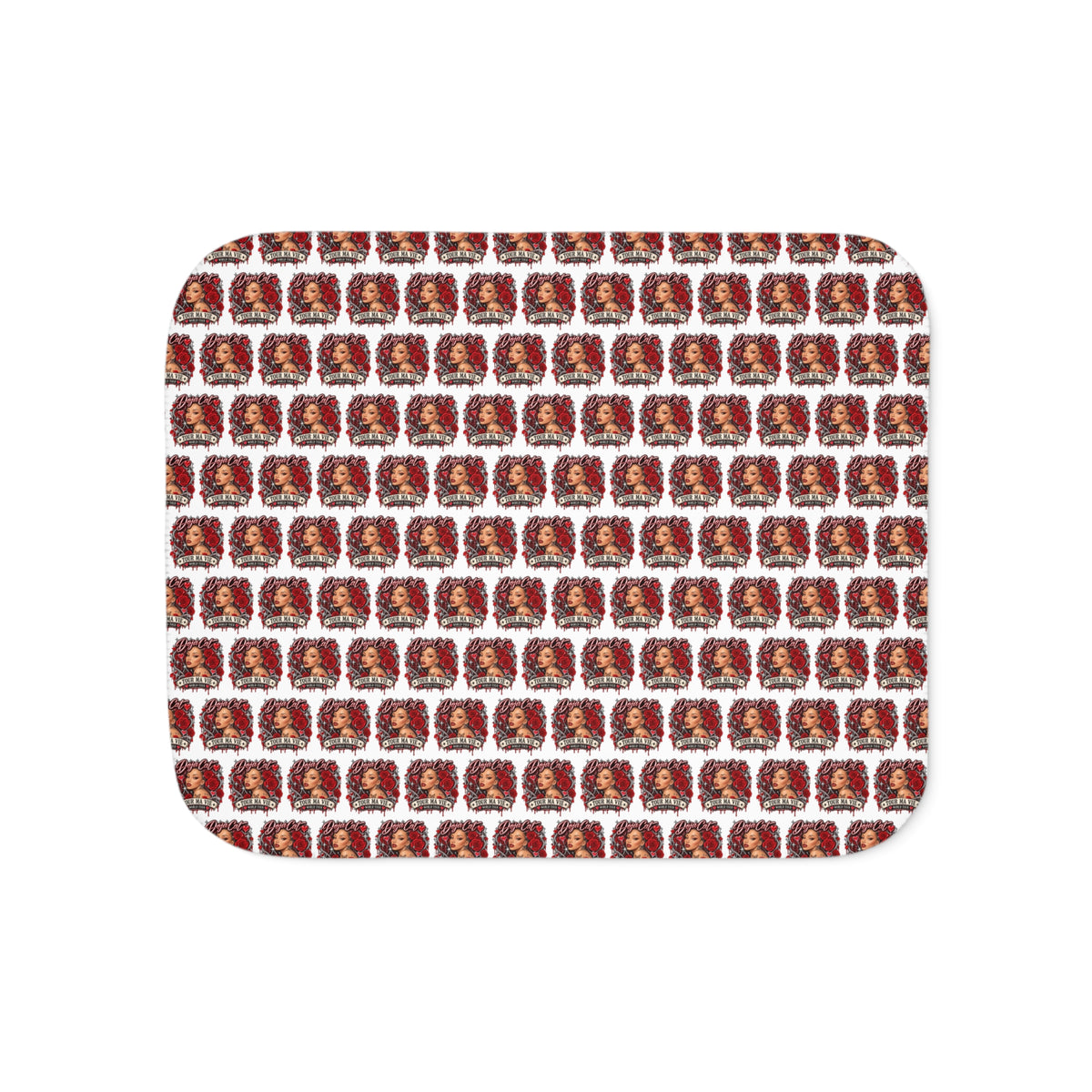 Red Roses Chrome Portrait Sherpa Blanket