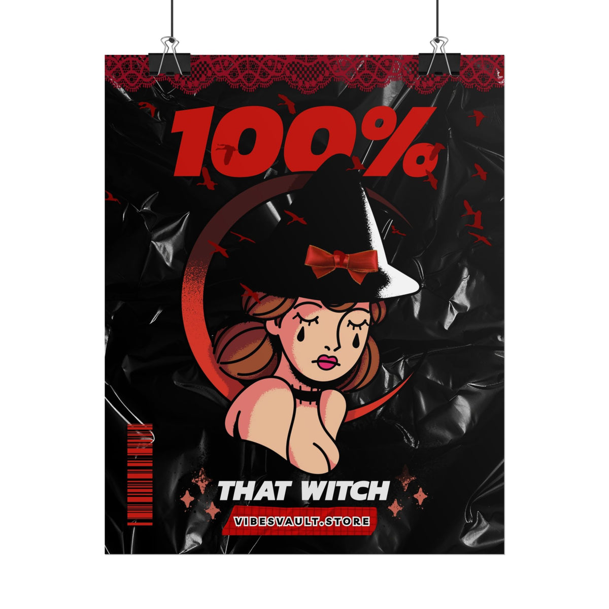 Red Witch Halloween Poster - "100% That Witch" October Fall 2026