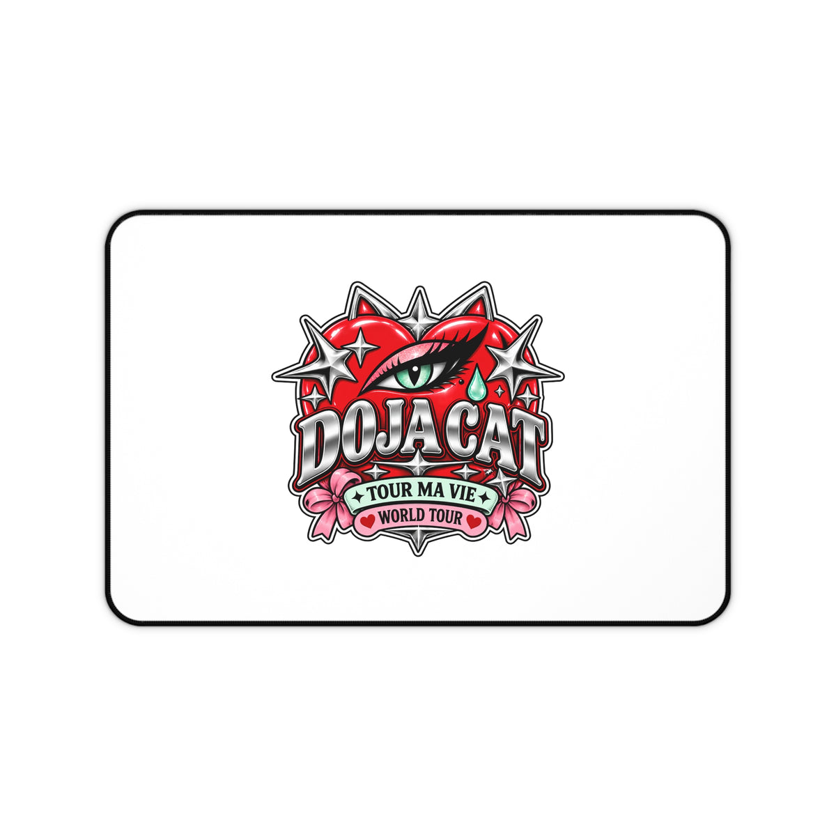 Red Heart Chrome Eye Desk Mat