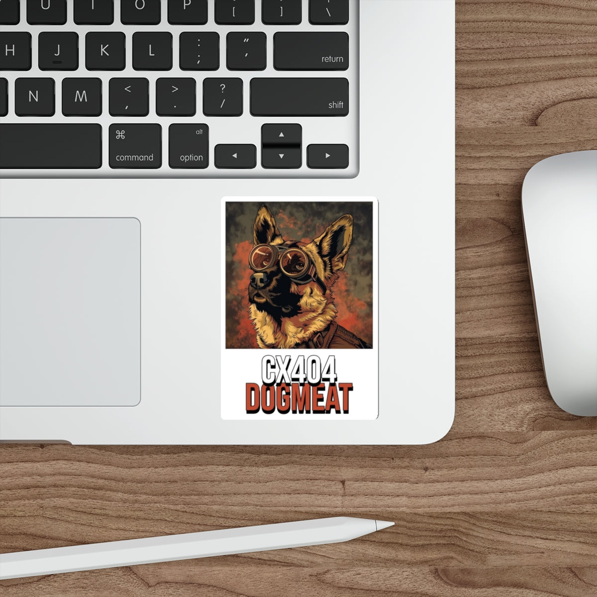 Fallout Inspired Dogmeat CX404 Sticker — Retro Pilot German Shepherd Die-Cut Sticker