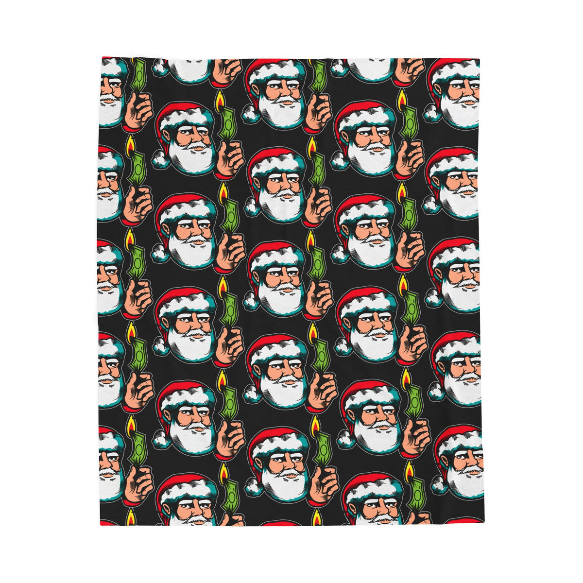 Christmas Time Santa Burning Money Velveteen Plush Blanket