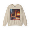 Crewneck Sweatshirt — Cozy Cat by the Fireplace Graphic