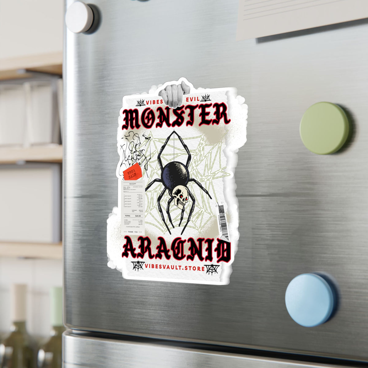 Monster Arachnid Kiss-Cut Vinyl Sticker — Gothic Spider Decal — Halloween 2026