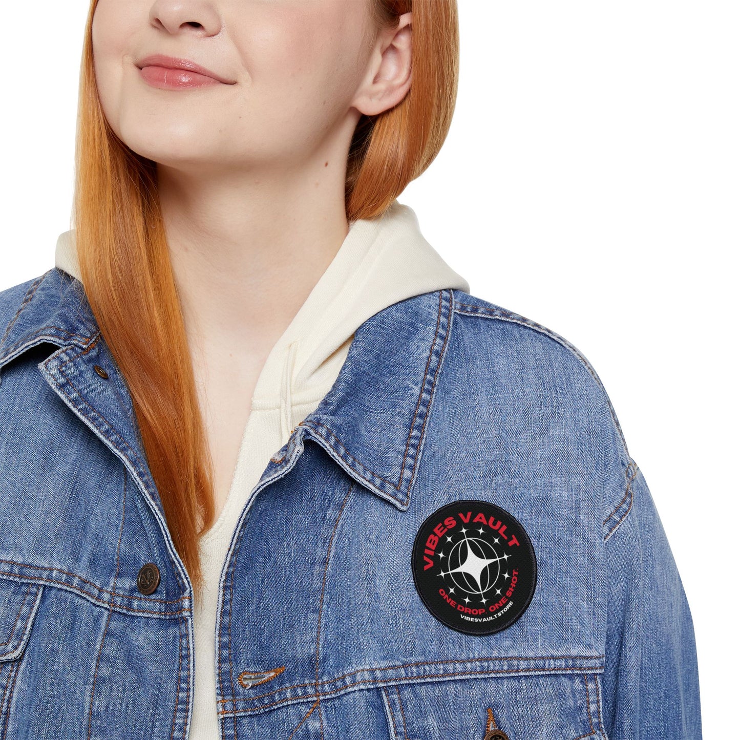 Vibes Vault Logo Iron-On Patch with Globe Stars