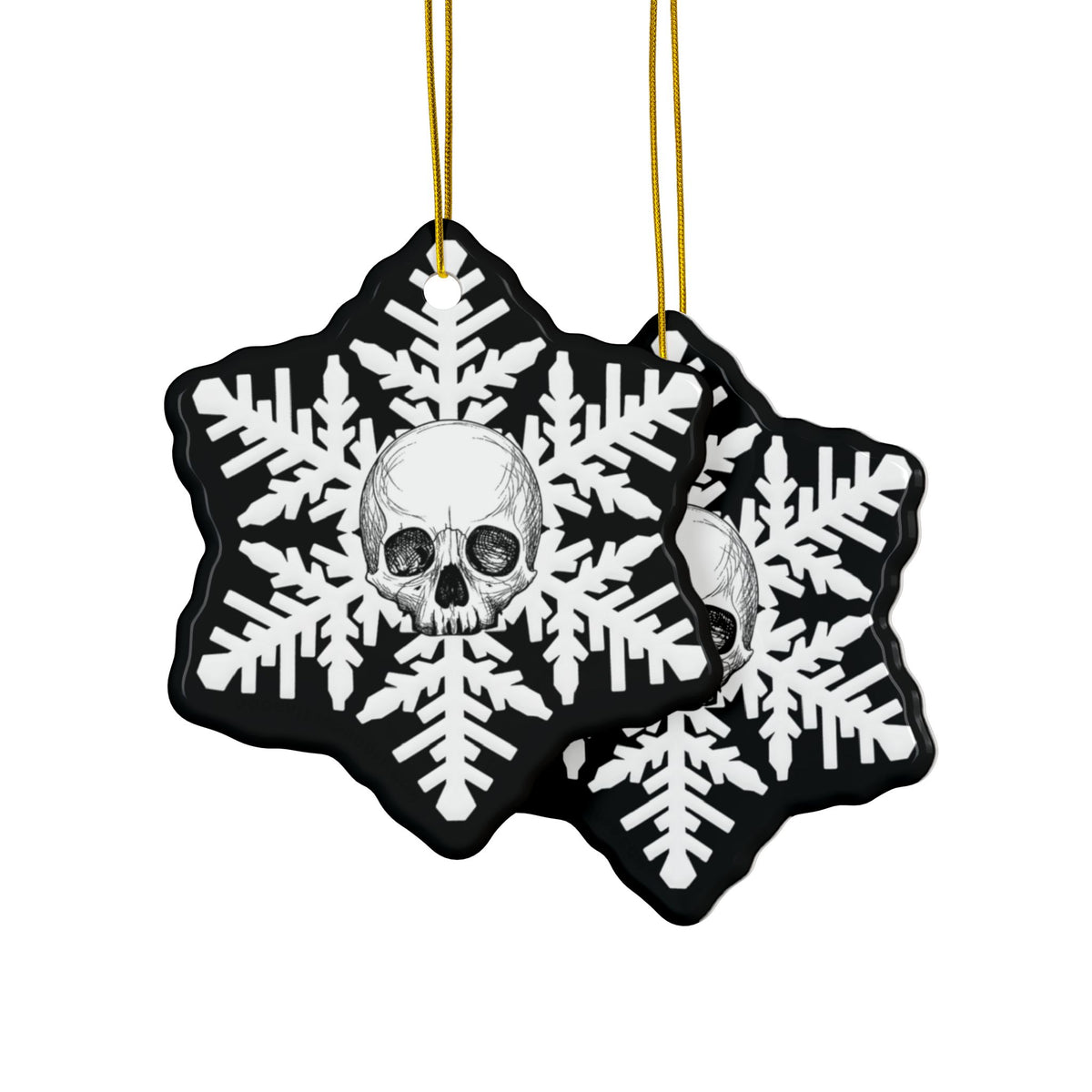 White Goth Skull Snowflake Christmas Ornament 1pc, 3pcs, 5pcs, or 10pcs