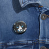 Black Halloween Cat with Blue Eyes Badge Pin Button - Fall Halloween 2026