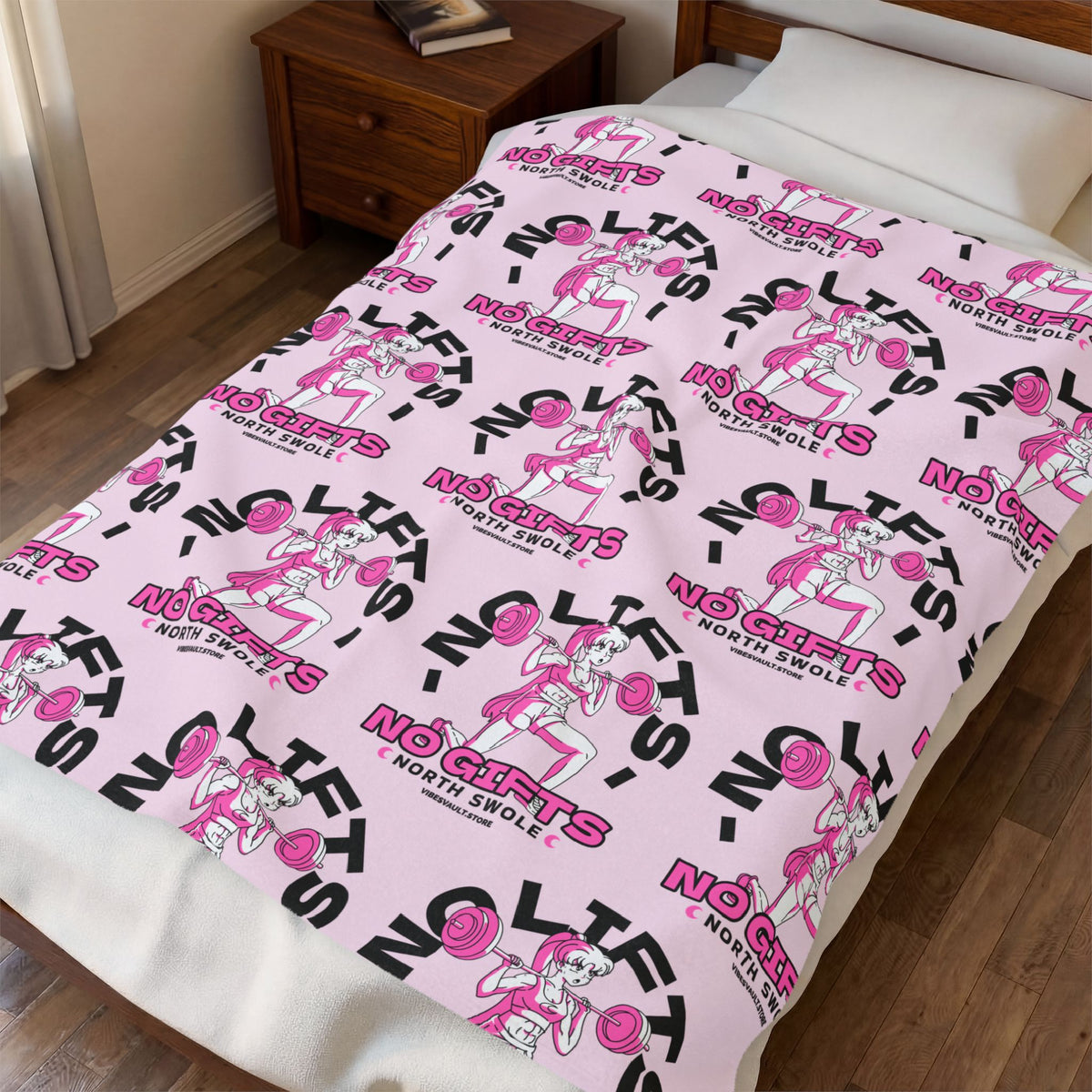 No Lifts No Gifts Gym Girl Velveteen Plush Blanket