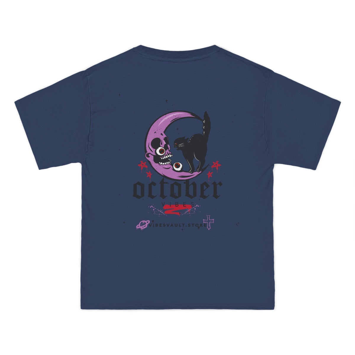 October Crescent Moon and Black Cat - T-shirt Top - Graphic Tee - Fall 2026
