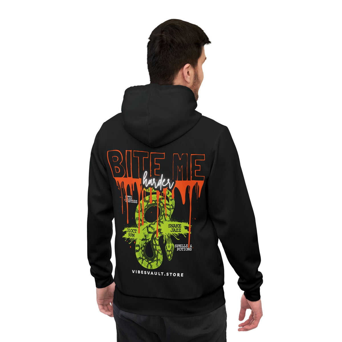 Bite Me Hacker Hoodie — Neon Snake Graphic Hoodie