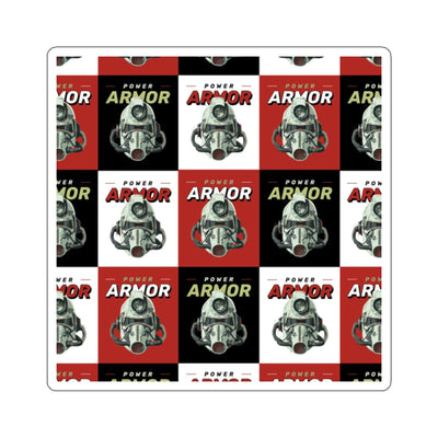 Power Armor Fallout Retro Robot Die-Cut Stickers — Vintage Sci‑Fi Helmet Pattern