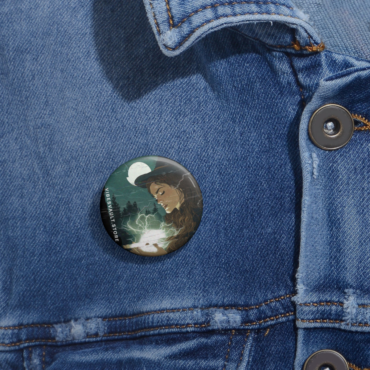Witch Full Moon Pin - Magic Button Badge - Fall Halloween 2026