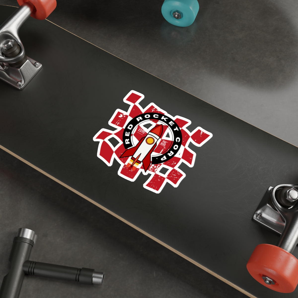 Red Rocket Corp. Fallout Die-Cut Sticker — Retro Rocket Logo Sticker for Laptops, Water Bottles & Gear