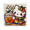 Fall Kitty Pumpkin Spice Latte Stickers Black