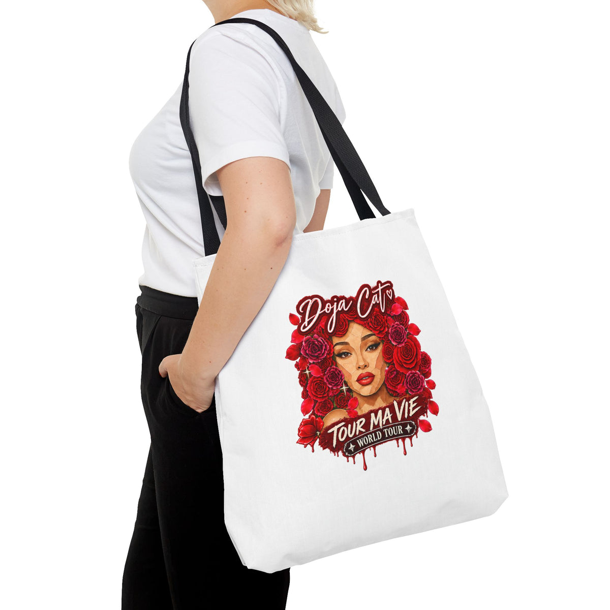 Rose Mosaic Portrait All-Over Print Tote Bag