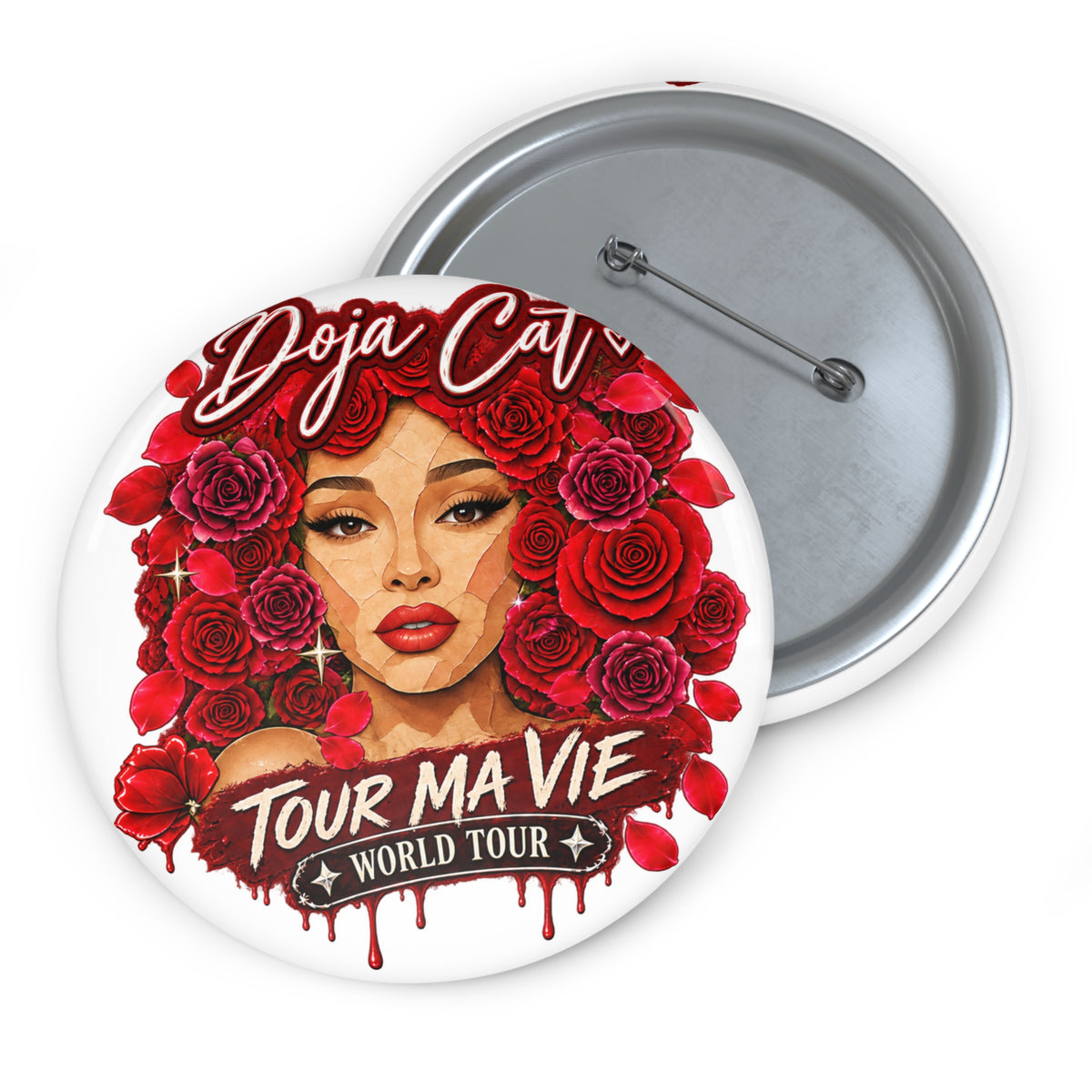 Rose Mosaic Portrait Custom Pin Buttons