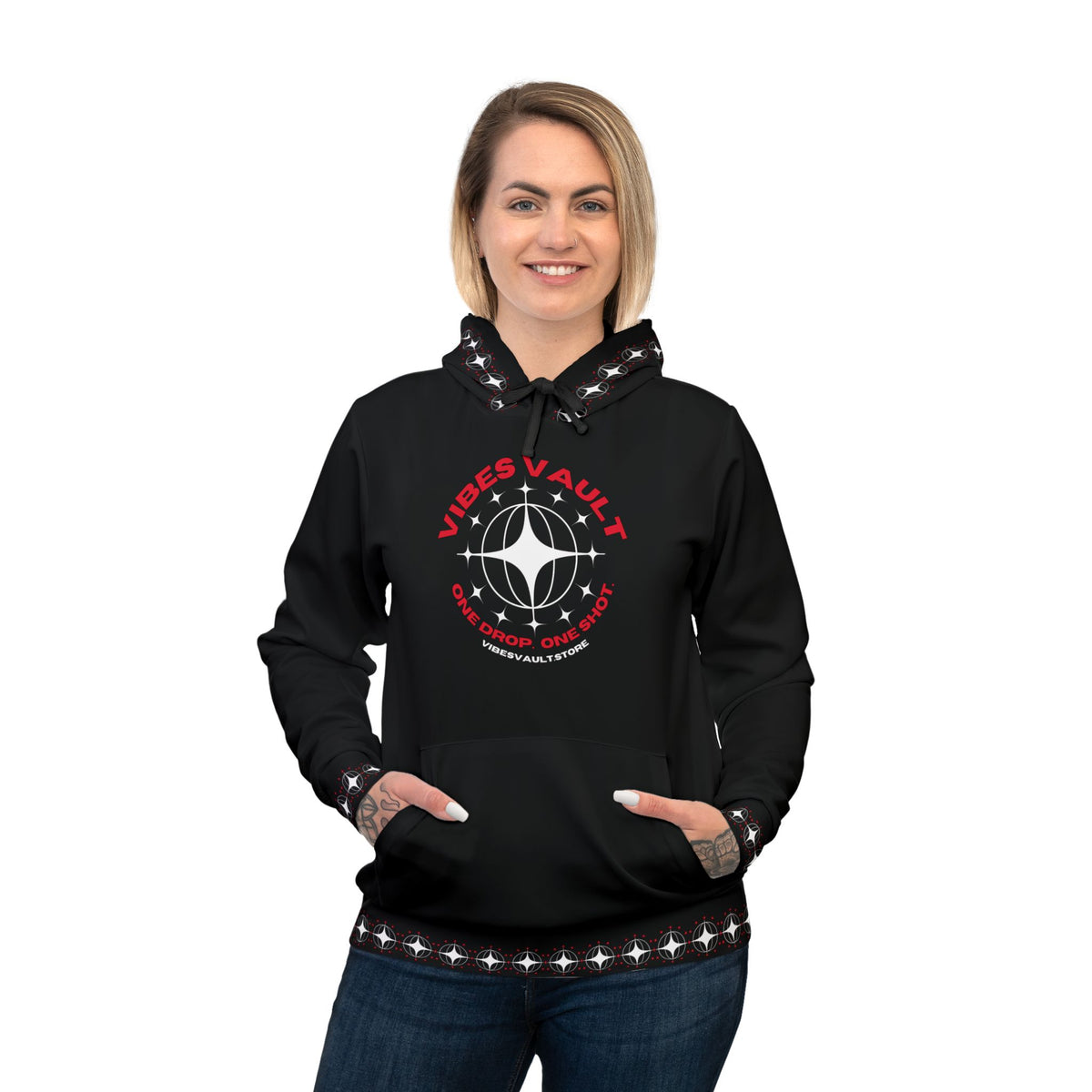 Vibes Vaut Logo Hoodie — 'Good Vibes' Smiley Athletic Pullover