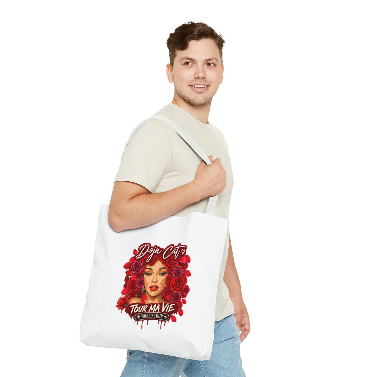 Rose Mosaic Portrait All-Over Print Tote Bag