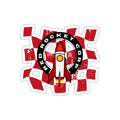 Red Rocket Corp. Fallout Die-Cut Sticker — Retro Rocket Logo Sticker for Laptops, Water Bottles & Gear
