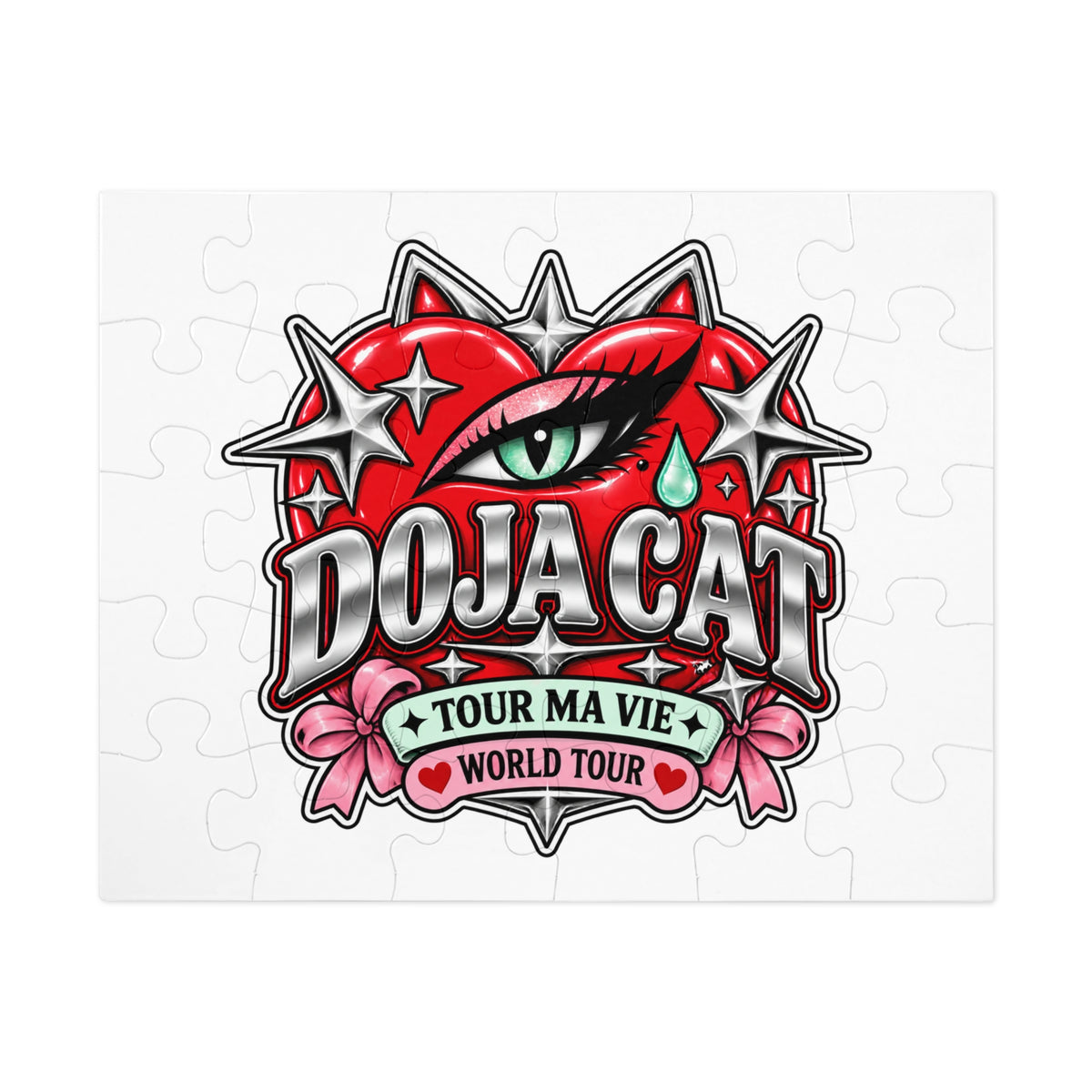 Red Heart Chrome Eye Jigsaw Puzzle with Tin