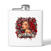 Red Roses Chrome Portrait Stainless Steel Flask 6oz