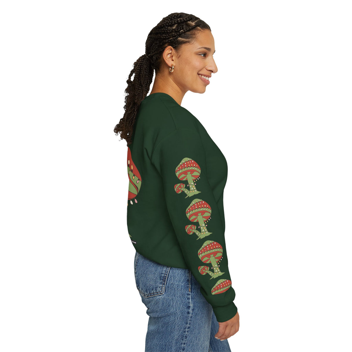 Mushroom Tree Crewneck Sweatshirt — Festive Toadstool Holiday Graphic