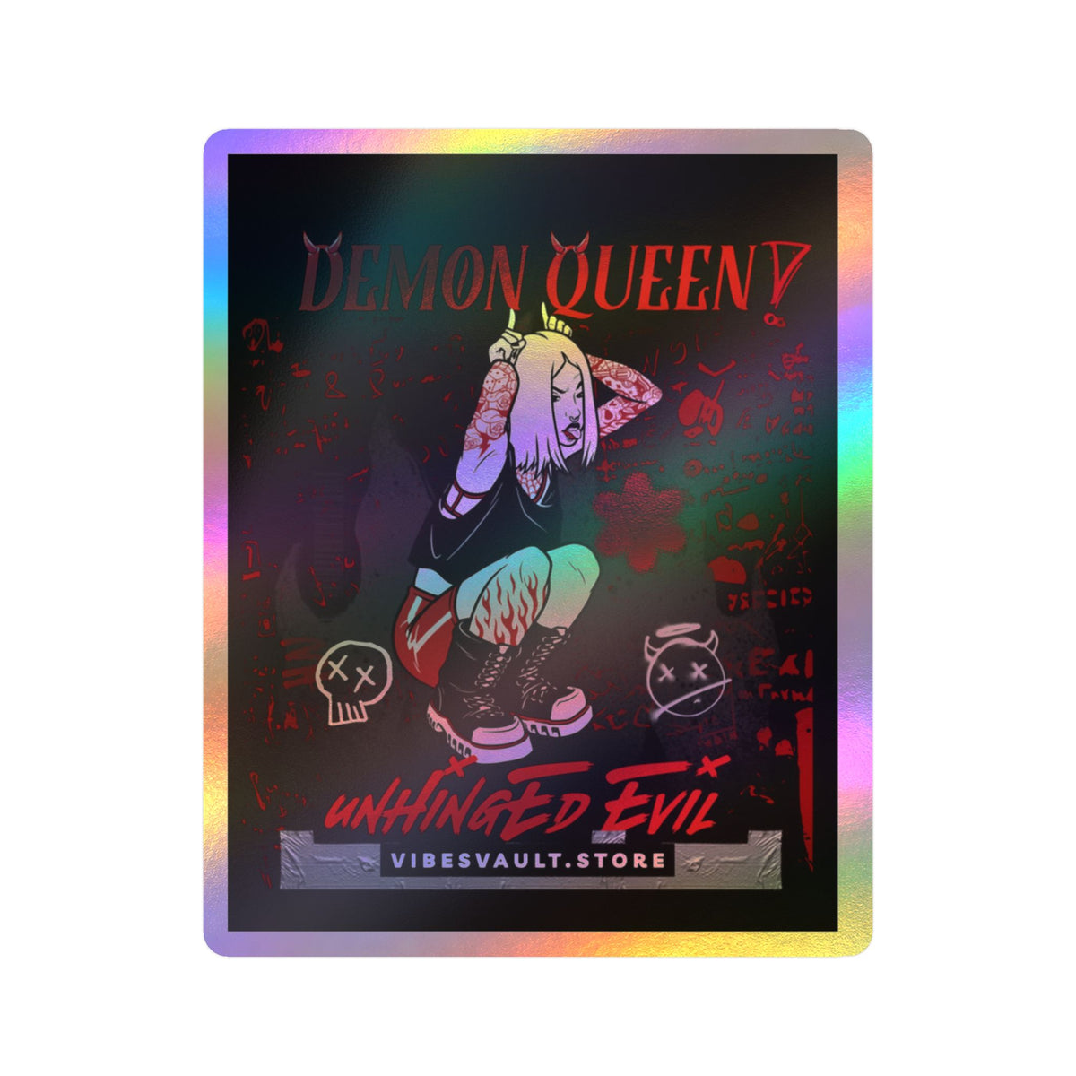Demon Queen Kiss-Cut Vinyl Decal — Gothic Punk Sticker ("Unhinged Evil")— Halloween 2026