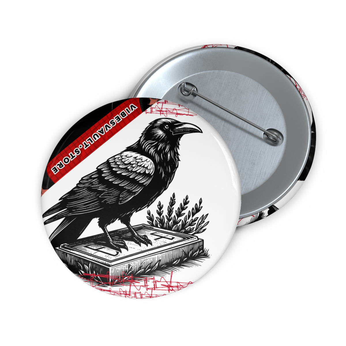 Raven Book Pin- Scary Button Badge - Fall Halloween 2026