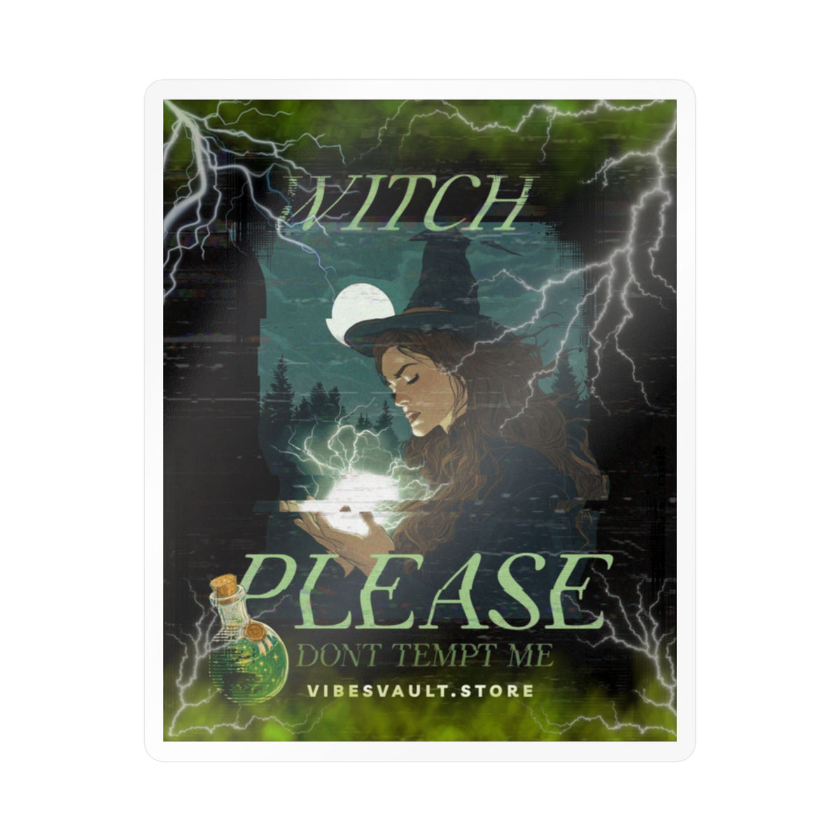 Witch Please Vinyl Sticker — 'Don't Tempt Me' Mystic Kiss-Cut Decal— Halloween 2026