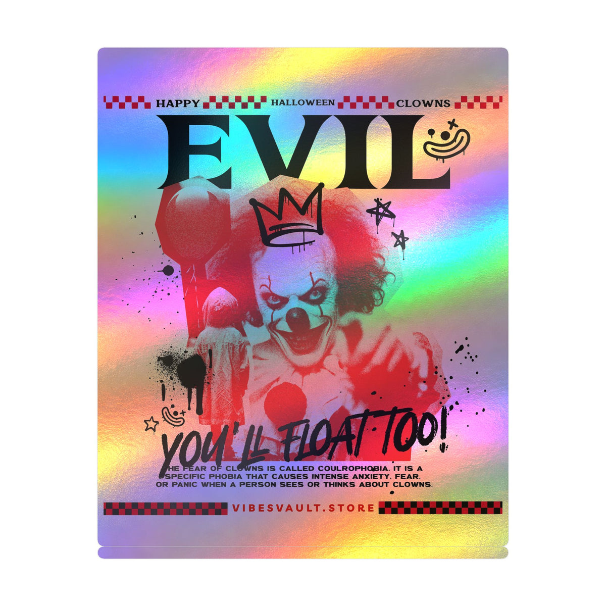Evil Clown Kiss-Cut Vinyl Decal — Horror Halloween Sticker— Halloween 2026