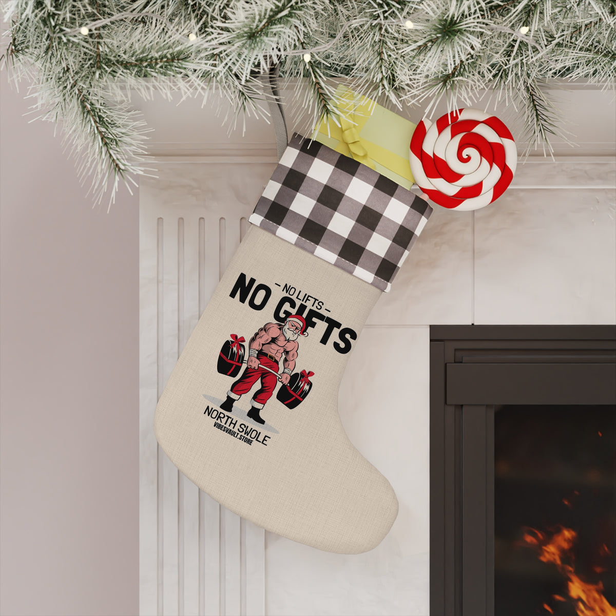 HOLIDAY Santa Lifting Gifts Christmas Stocking