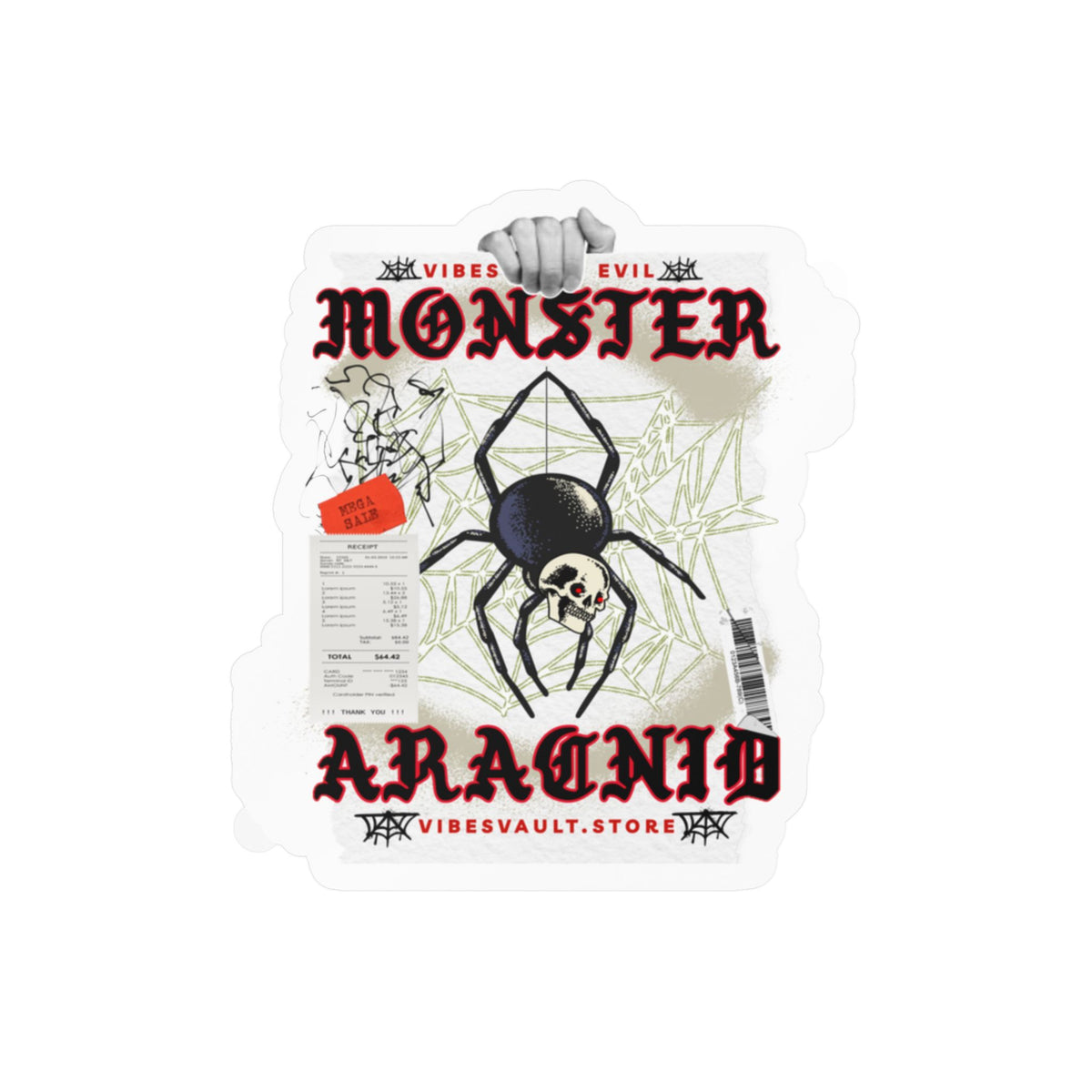 Monster Arachnid Kiss-Cut Vinyl Sticker — Gothic Spider Decal — Halloween 2026