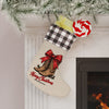 Cowboy Boots Christmas Stocking — Buffalo Plaid Cuff, "Merry Christmas"