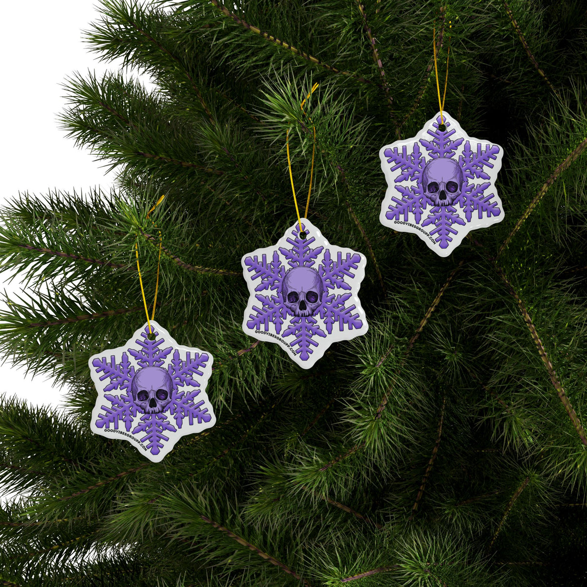 Light Purple Skull Snowflake Christmas Ornament 1pc, 3pcs, 5pcs, or 10pcs