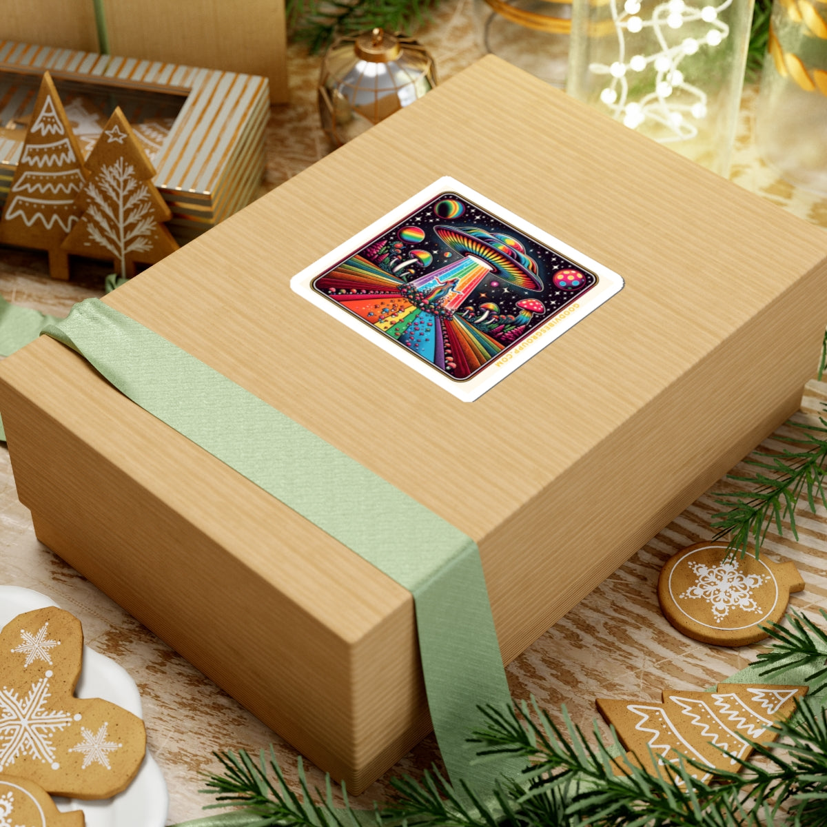 Sticker Rainbow UFO Space