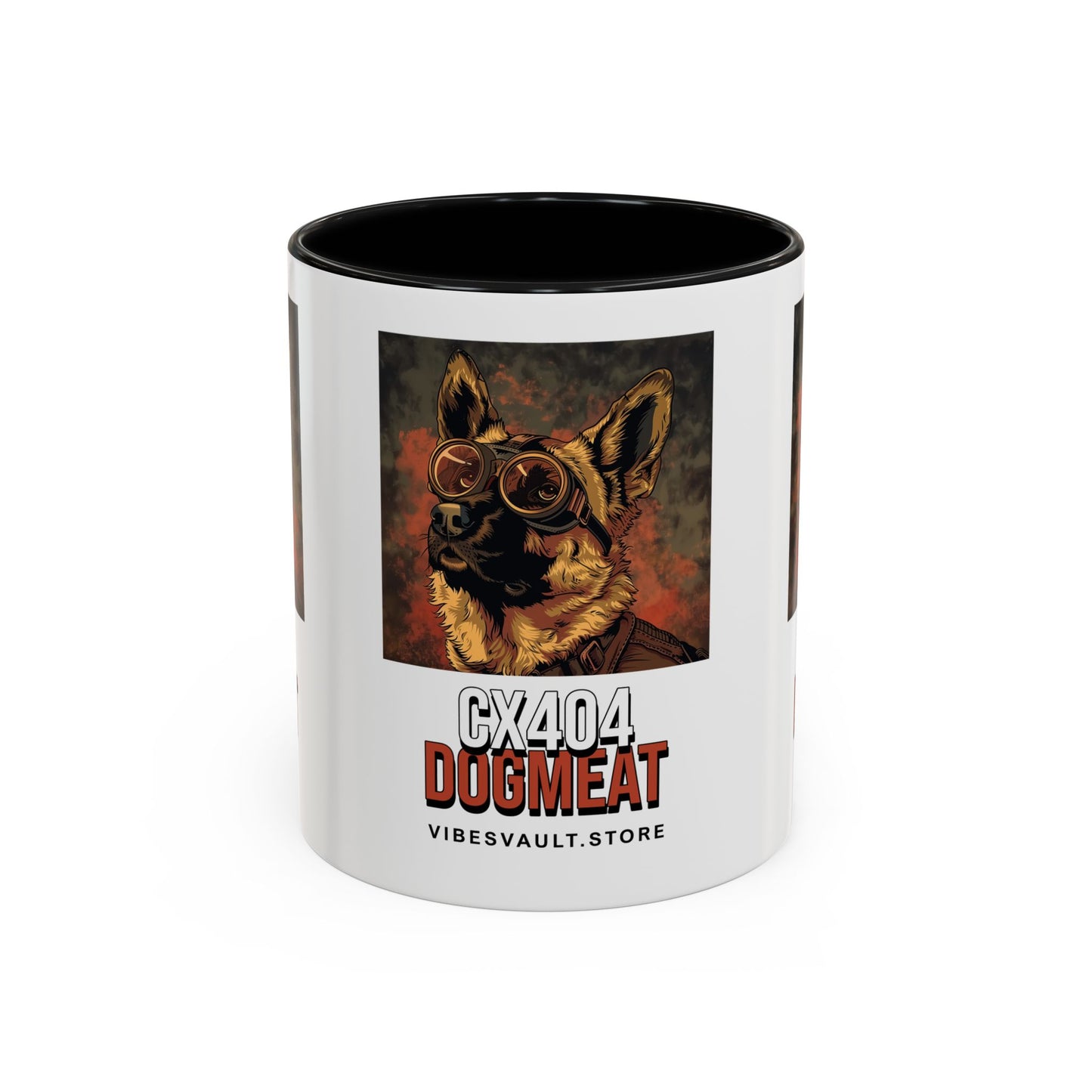 Dogmeat CX404 Accent Coffee Mug — Retro Pilot German Shepherd Gift (11/15oz)