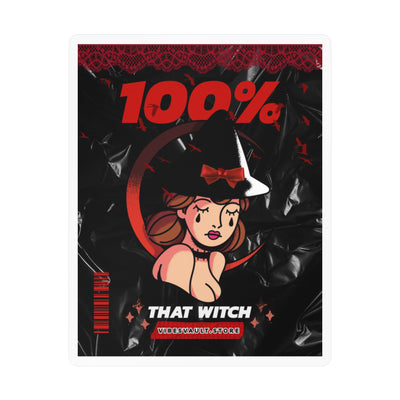 100% That Witch Kiss-Cut Vinyl Decal — Retro Pinup Witch Sticker — Halloween 2026