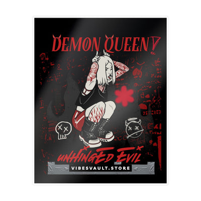 Demon Queen Kiss-Cut Vinyl Decal — Gothic Punk Sticker ("Unhinged Evil")— Halloween 2026