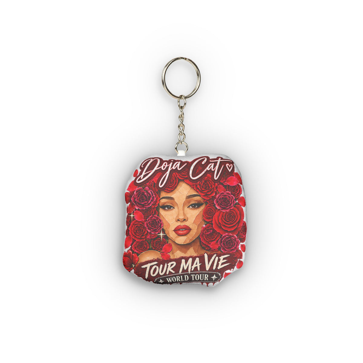 Rose Mosaic Portrait Custom Shape Mini Plush Keychain