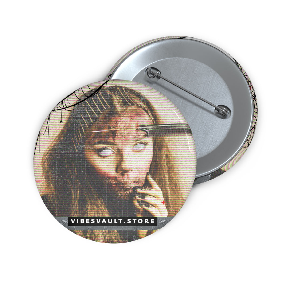 Creepy Comb Face Queen Button Pin - Scary Movie Inspo - Fall Halloween 2026