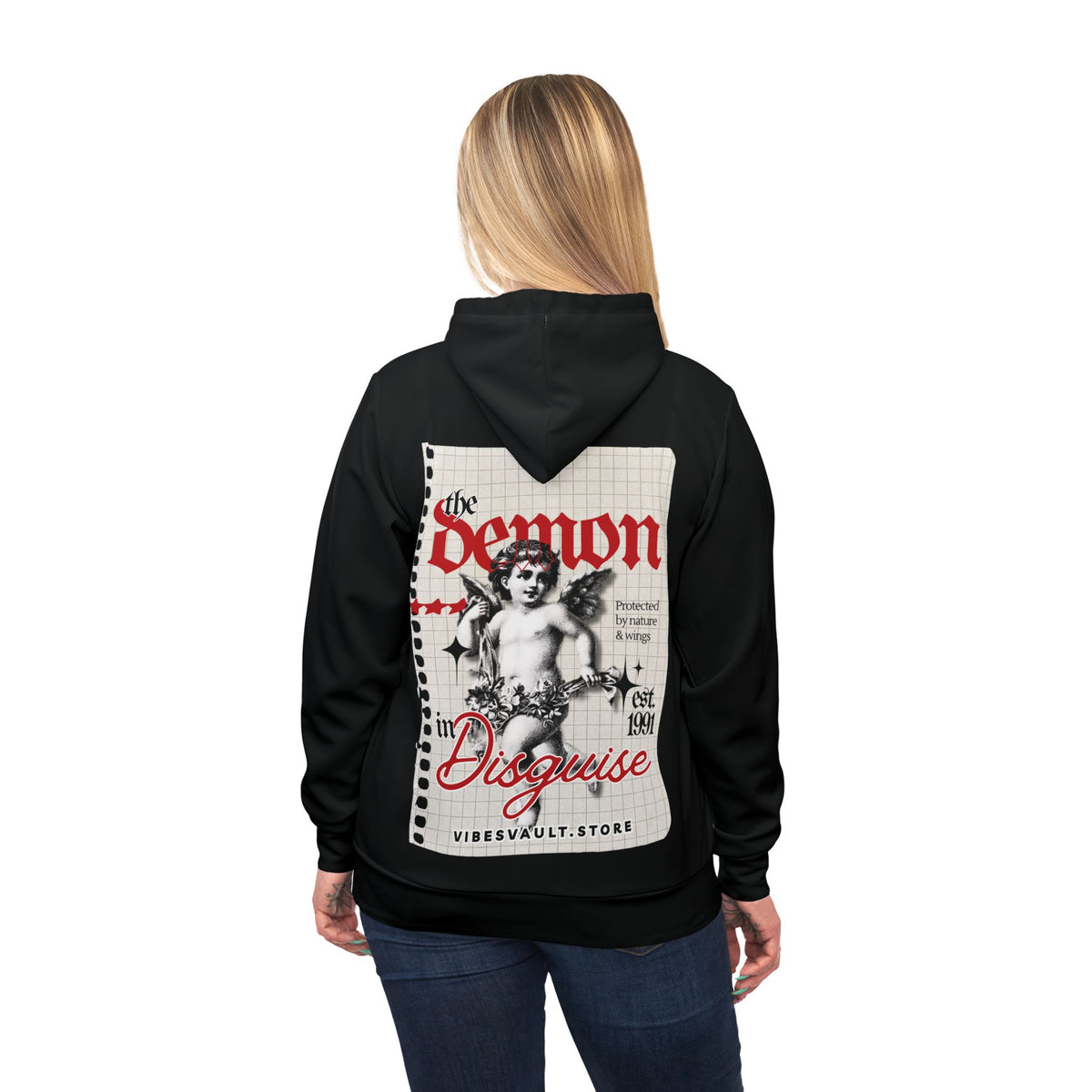 Demon in Disguise Hoodie – Vintage Cherub Graphic Athletic Pullover