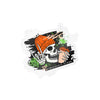 Skull Coffee Sticker — Halloween Skull with Beanie & Pumpkin Kiss-Cut Vinyl Decal— Halloween 2026